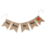 Maxbell Rustic Wedding Burlap Bunting Banner "Here Comes The Bride"+Mr & Mrs Cake Topper