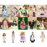 Maxbell Dollhouse Miniature Porcelain Dolls Braided Hair Little Servent Girl w Stand