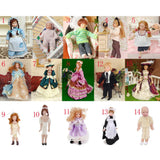 Maxbell Dollhouse Miniature Porcelain Dolls Braided Hair Little Servent Girl w Stand