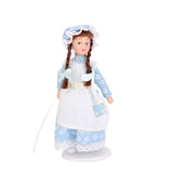 Maxbell Dollhouse Miniature Porcelain Dolls Braided Hair Little Servent Girl w Stand