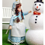 Maxbell Dollhouse Miniature Porcelain Dolls Braided Hair Little Servent Girl w Stand