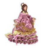 Maxbell Dollhouse Miniature Porcelain Dolls Victorian Lady Purple Draped Skirt