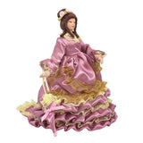 Maxbell Dollhouse Miniature Porcelain Dolls Victorian Lady Purple Draped Skirt