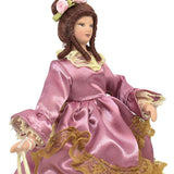 Maxbell Dollhouse Miniature Porcelain Dolls Victorian Lady Purple Draped Skirt