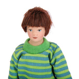 Maxbell Dollhouse Miniature Porcelain Dolls Brown Hair Little Boy in Green Sweater