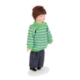 Maxbell Dollhouse Miniature Porcelain Dolls Brown Hair Little Boy in Green Sweater