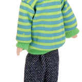 Maxbell Dollhouse Miniature Porcelain Dolls Brown Hair Little Boy in Green Sweater
