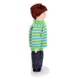 Maxbell Dollhouse Miniature Porcelain Dolls Brown Hair Little Boy in Green Sweater
