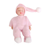 Maxbell 3x Dollhouse Miniature Porcelain Dolls Cute Sleeping Baby in Pink