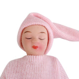 Maxbell Dollhouse Miniature Porcelain Dolls Cute Sleeping Baby in Pink