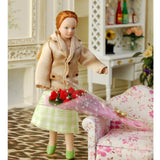 Maxbell 1/12 Dolls House Miniature Porcelain Dolls Long Hair Lady & Sleeping Baby