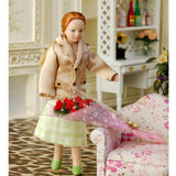 Maxbell Dollhouse Miniature Porcelain Dolls Women with White Stand