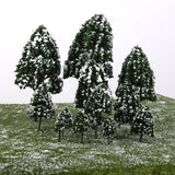Maxbell 3x12pcs Dark Green Poplar Trees Model Train Snow Scenery 2.5-16 cm 1:500-1:50