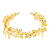Maxbell Baroque Pearl Gold Metal Leaf Headband Tiara Bridal Hair Accessaries - Aladdin Shoppers