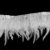 Maxbell 1 Yard Rooster Feather Fringe Trim for Sewing Costume Crafts White