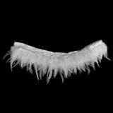 Maxbell 1 Yard Rooster Feather Fringe Trim for Sewing Costume Crafts White
