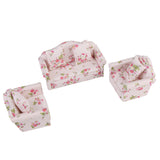 Maxbell 3pcs Dollhouse Miniature Floral Sofa Couch with Pillow Cushions