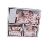 Maxbell 3pcs Dollhouse Miniature Floral Sofa Couch with Pillow Cushions