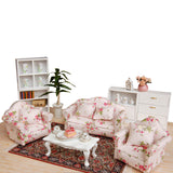 Maxbell 3pcs Dollhouse Miniature Floral Sofa Couch with Pillow Cushions