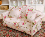 Maxbell 3pcs Dollhouse Miniature Floral Sofa Couch with Pillow Cushions