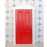 Maxbell 1:12 Dollhouse Miniature Luxury Wooden Red Exterior Door 4 Panel w Key