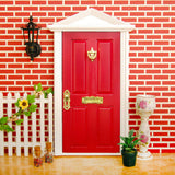 Maxbell 1:12 Dollhouse Miniature Luxury Wooden Red Exterior Door 4 Panel w Key