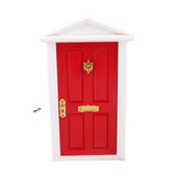 Maxbell 1:12 Dollhouse Miniature Luxury Wooden Red Exterior Door 4 Panel w Key