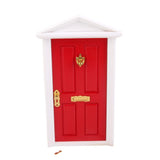 Maxbell 1:12 Dollhouse Miniature Luxury Wooden Red Exterior Door 4 Panel w Key