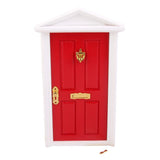 Maxbell 1:12 Dollhouse Miniature Luxury Wooden Red Exterior Door 4 Panel w Key