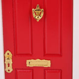 Maxbell 1:12 Dollhouse Miniature Luxury Wooden Red Exterior Door 4 Panel w Key