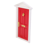 Maxbell 1:12 Dollhouse Miniature Luxury Wooden Red Exterior Door 4 Panel w Key