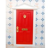 Maxbell 1:12 Dollhouse Miniature Luxury Wooden Red Exterior Door 4 Panel w Key