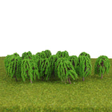 Maxbell 2x25 Pcs Scenery Landscape Train Model Willow Trees Scale 1/150 Light Green
