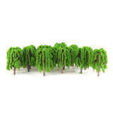 Maxbell 2x25 Pcs Scenery Landscape Train Model Willow Trees Scale 1/150 Light Green