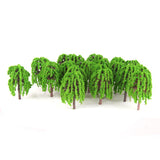 Maxbell 2x25 Pcs Scenery Landscape Train Model Willow Trees Scale 1/150 Light Green