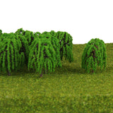 Maxbell 2x25 Pcs Scenery Landscape Train Model Willow Trees Scale 1/150 Light Green