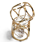 Maxbell Maxbell 2pcs Fashion Gold Plated Brass Round Cube Glass Rhinestone Pendants