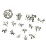 Maxbell 4x15pcs Alloy Silver Various Horse Shaped Charms Pendants Beads