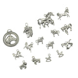 Maxbell 4x15pcs Alloy Silver Various Horse Shaped Charms Pendants Beads