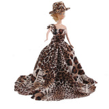 Maxbell Wedding Party Ball Holiday Clothes Leopard Gown Dress w/ Hat 12inch Doll