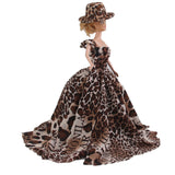 Maxbell Wedding Party Ball Holiday Clothes Leopard Gown Dress w/ Hat 12inch Doll