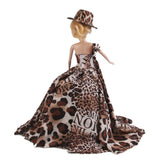 Maxbell Wedding Party Ball Holiday Clothes Leopard Gown Dress w/ Hat 12inch Doll