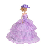 Maxbell Handmade Princess Wedding Party Dress Clothes Gown With Hat For Barbie Dolls