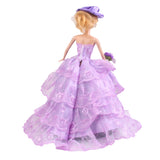 Maxbell Handmade Princess Wedding Party Dress Clothes Gown With Hat For Barbie Dolls