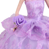 Maxbell Handmade Princess Wedding Party Dress Clothes Gown With Hat For Barbie Dolls