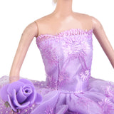 Maxbell Handmade Princess Wedding Party Dress Clothes Gown With Hat For Barbie Dolls