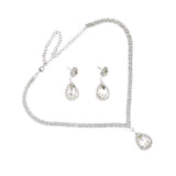 Maxbell 3xTeardrop Rhinestone Jewelry Necklace Earring Set Wedding Bridal Party