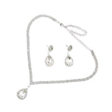 Maxbell 7xTeardrop Rhinestone Jewelry Necklace Earring Set Wedding Bridal Party