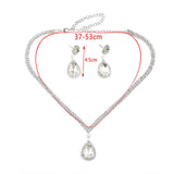 Maxbell 7xTeardrop Rhinestone Jewelry Necklace Earring Set Wedding Bridal Party