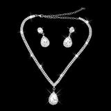 Maxbell 15xTeardrop Rhinestone Jewelry Necklace Earring Set Wedding Bridal Party
